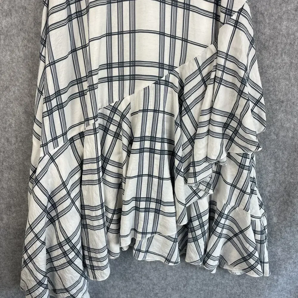 Mia Joy Dress Girls 12‎ Blue Plaid Lace Asymmetric Ruffle Cottage Boho Peasant